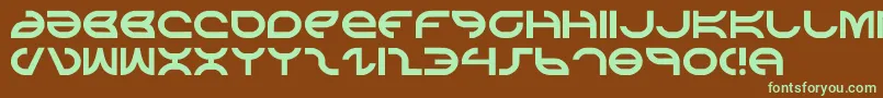 フォントaetherfox – 緑色の文字が茶色の背景にあります。
