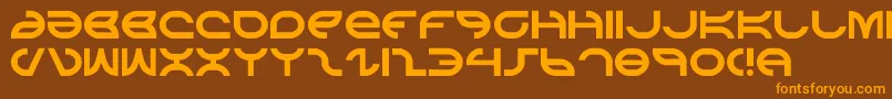 フォントaetherfox – オレンジ色の文字が茶色の背景にあります。