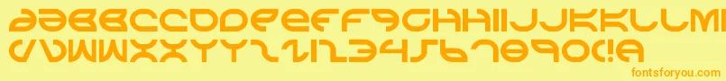 フォントaetherfox – オレンジの文字が黄色の背景にあります。