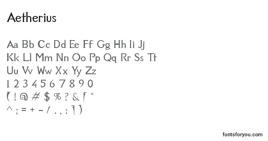 Schriftart Aetherius – Alphabet, Zahlen, spezielle Symbole