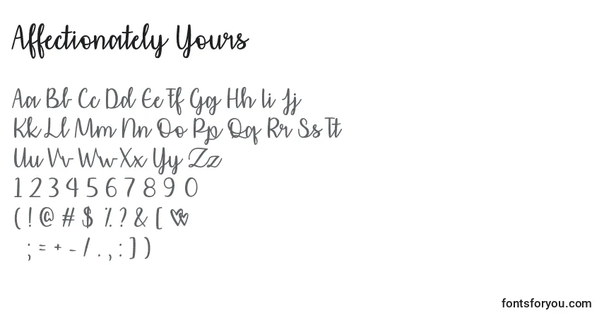 Affectionately Yours   Font – alphabet, numbers, special characters