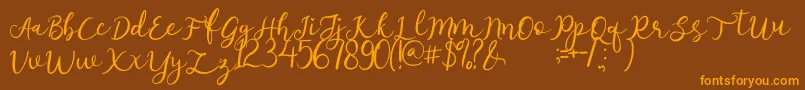 afnolyca-Schriftart – Orangefarbene Schriften auf braunem Hintergrund