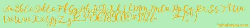 afnolyca-Schriftart – Orangefarbene Schriften auf grünem Hintergrund