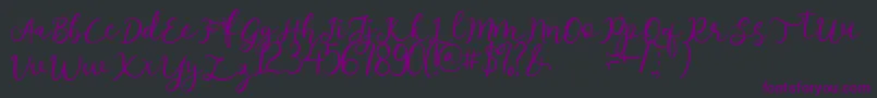 afnolyca-Schriftart – Violette Schriften auf schwarzem Hintergrund