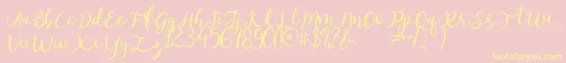 afnolyca-Schriftart – Gelbe Schriften auf rosa Hintergrund