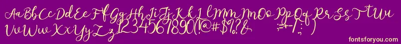 afnolyca Font – Yellow Fonts on Purple Background