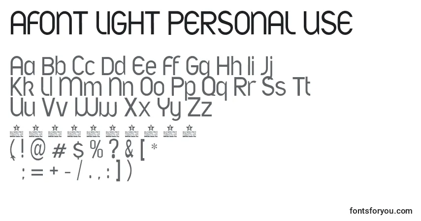 A fonte AFONT LIGHT PERSONAL USE   – alfabeto, números, caracteres especiais