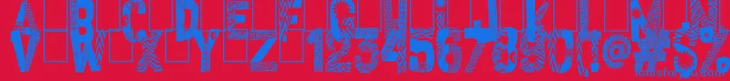 African Style-Schriftart – Blaue Schriften auf rotem Hintergrund