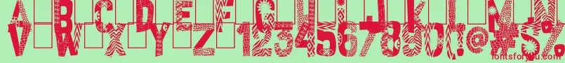 African Style Font – Red Fonts on Green Background