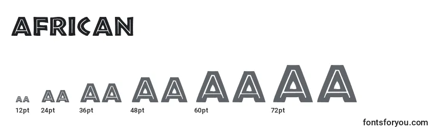 African (118825) Font Sizes