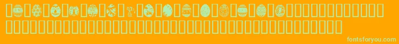 Saiba mais sobre a fonte AfricanEggs Fonte AfricanEggs – fontes verdes em um fundo laranja