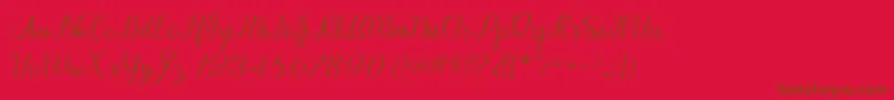 Afrile script-Schriftart – Braune Schriften auf rotem Hintergrund