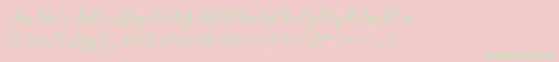 Afrile script-Schriftart – Grüne Schriften auf rosa Hintergrund