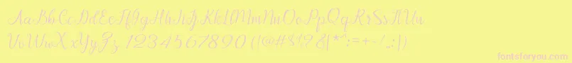 Fonte Afrile script – fontes rosa em um fundo amarelo