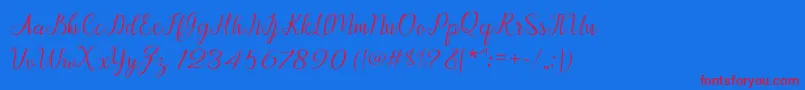 Czcionka Afrile script – czerwone czcionki na niebieskim tle