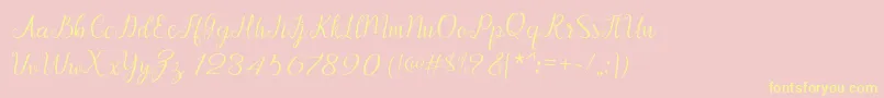 More about Afrile script Font Afrile script Font – Yellow Fonts on Pink Background