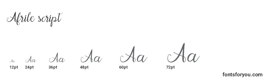Rozmiary czcionki Afrile script