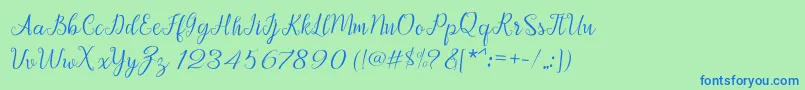 Afrile script Font – Blue Fonts on Green Background