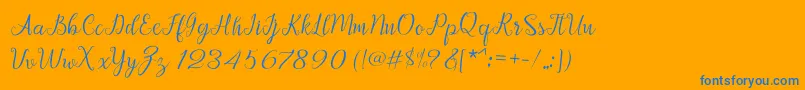 Afrile script Font – Blue Fonts on Orange Background