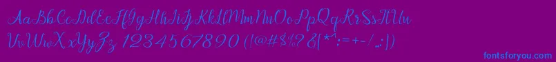 Afrile script Font – Blue Fonts on Purple Background