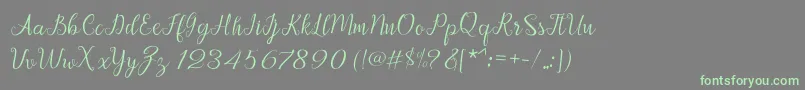 Afrile script Font – Green Fonts on Gray Background