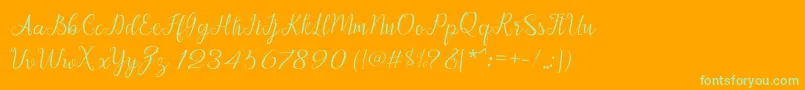 Afrile script Font – Green Fonts on Orange Background