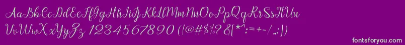 Afrile script Font – Green Fonts on Purple Background
