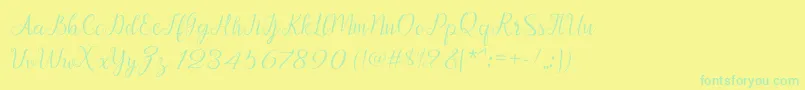 Afrile script Font – Green Fonts on Yellow Background