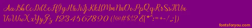 Afrile script Font – Orange Fonts on Purple Background