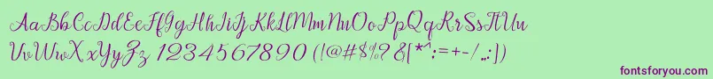 Afrile script Font – Purple Fonts on Green Background