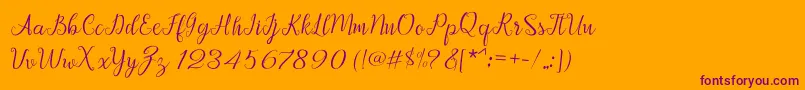 Afrile script Font – Purple Fonts on Orange Background