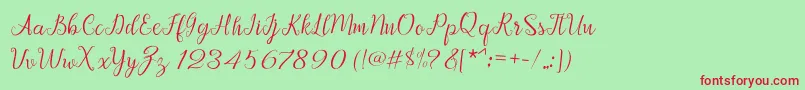 Afrile script Font – Red Fonts on Green Background