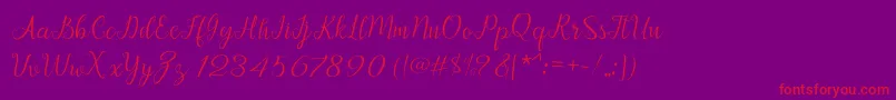 Afrile script Font – Red Fonts on Purple Background