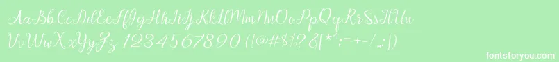 Afrile script Font – White Fonts on Green Background