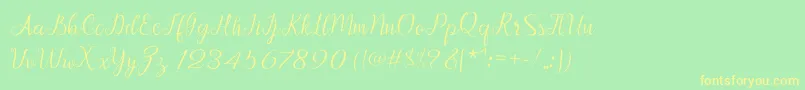 Afrile script Font – Yellow Fonts on Green Background