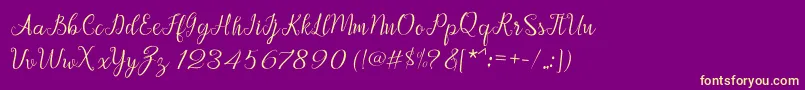 Afrile script Font – Yellow Fonts on Purple Background