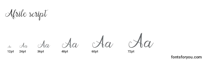 Tamaños de fuente Afrile script (118828)