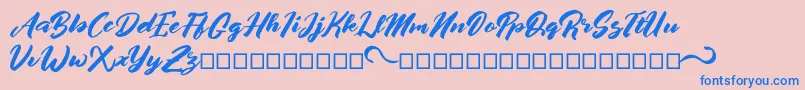 afrinuma-Schriftart – Blaue Schriften auf rosa Hintergrund