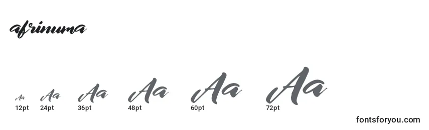 Размеры шрифта Afrinuma