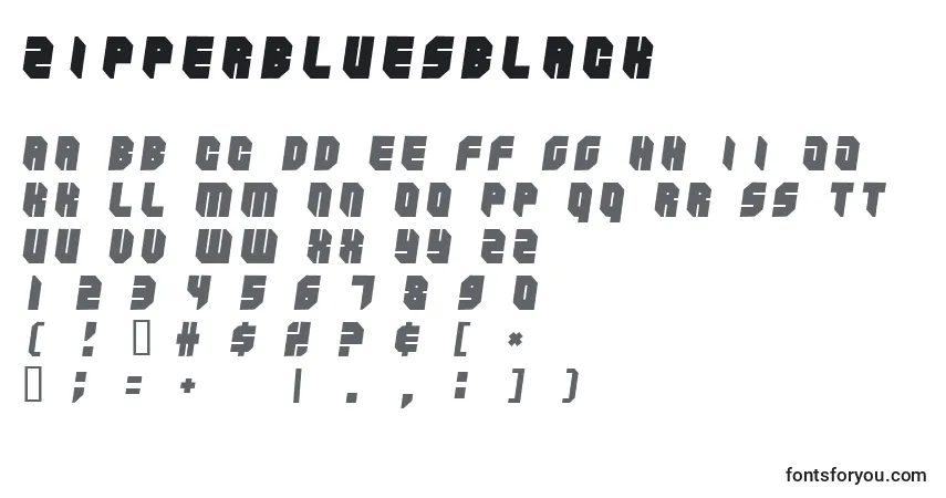 ZipperBluesBlack-fontti – aakkoset, numerot, erikoismerkit