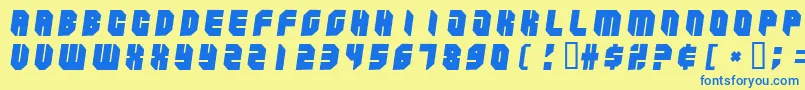 ZipperBluesBlack-Schriftart – Blaue Schriften auf gelbem Hintergrund