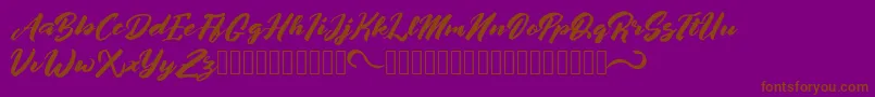 afrinuma-Schriftart – Braune Schriften auf violettem Hintergrund