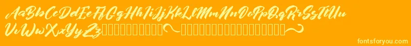 afrinuma-Schriftart – Gelbe Schriften auf orangefarbenem Hintergrund