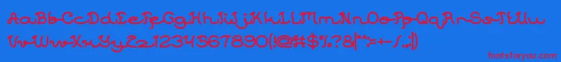 After Party-Schriftart – Rote Schriften auf blauem Hintergrund