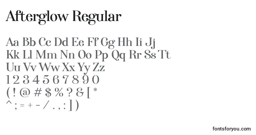 Schriftart Afterglow Regular – Alphabet, Zahlen, spezielle Symbole
