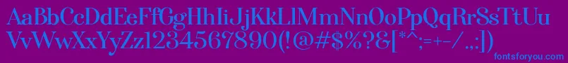 フォントAfterglow Regular – 紫色の背景に青い文字