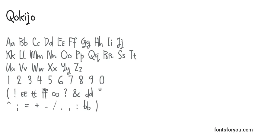 Qokijo-fontti – aakkoset, numerot, erikoismerkit