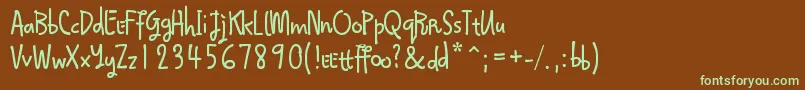 Qokijo-fontti – vihreät fontit ruskealla taustalla