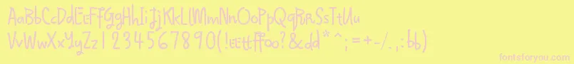 Qokijo-fontti – vaaleanpunaiset fontit keltaisella taustalla