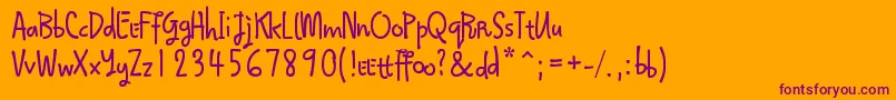 Qokijo-Schriftart – Violette Schriften auf orangefarbenem Hintergrund
